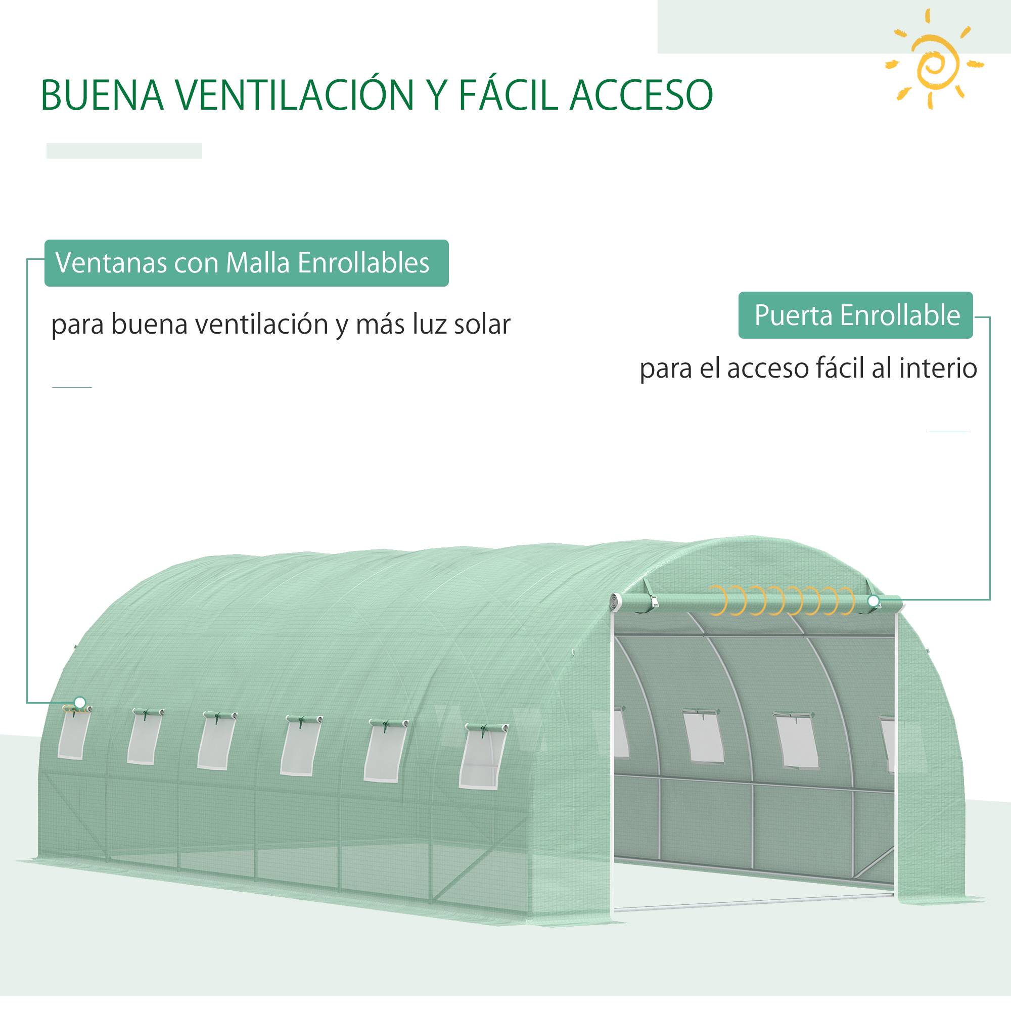 Serre de Culture Tunnel 18m² Acier Galvanisé et Bâche PE 12 Fenêtres 6x3x2 m Vert - ComfortXL Outdoor Living - Image 7