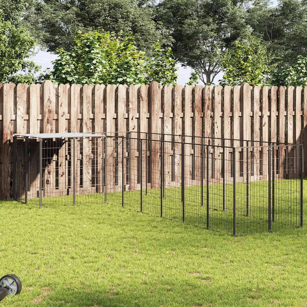 Vidaxl - Chenil Noir 6,05 m² Acier vidaXL 3082225 - Imagen 1