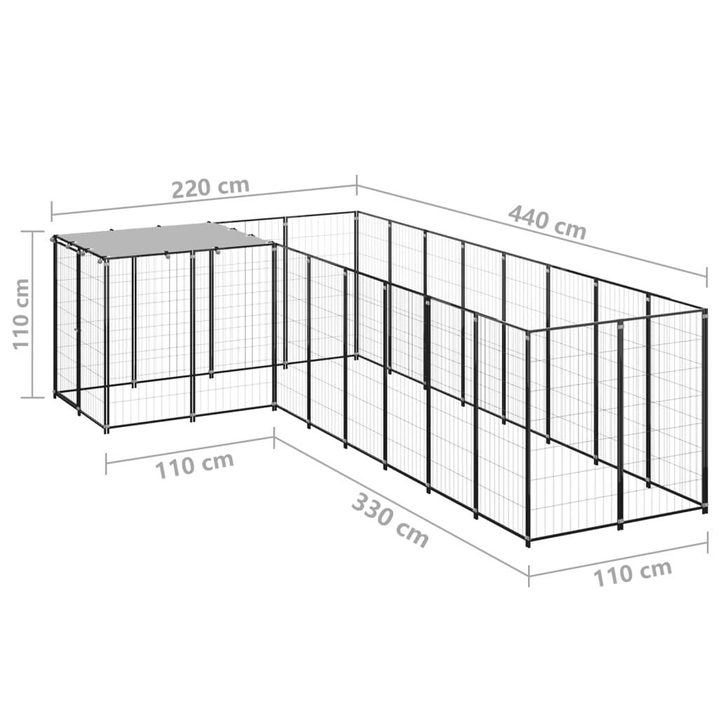 Vidaxl - Chenil Noir 6,05 m² Acier vidaXL 3082225 - Imagen 3