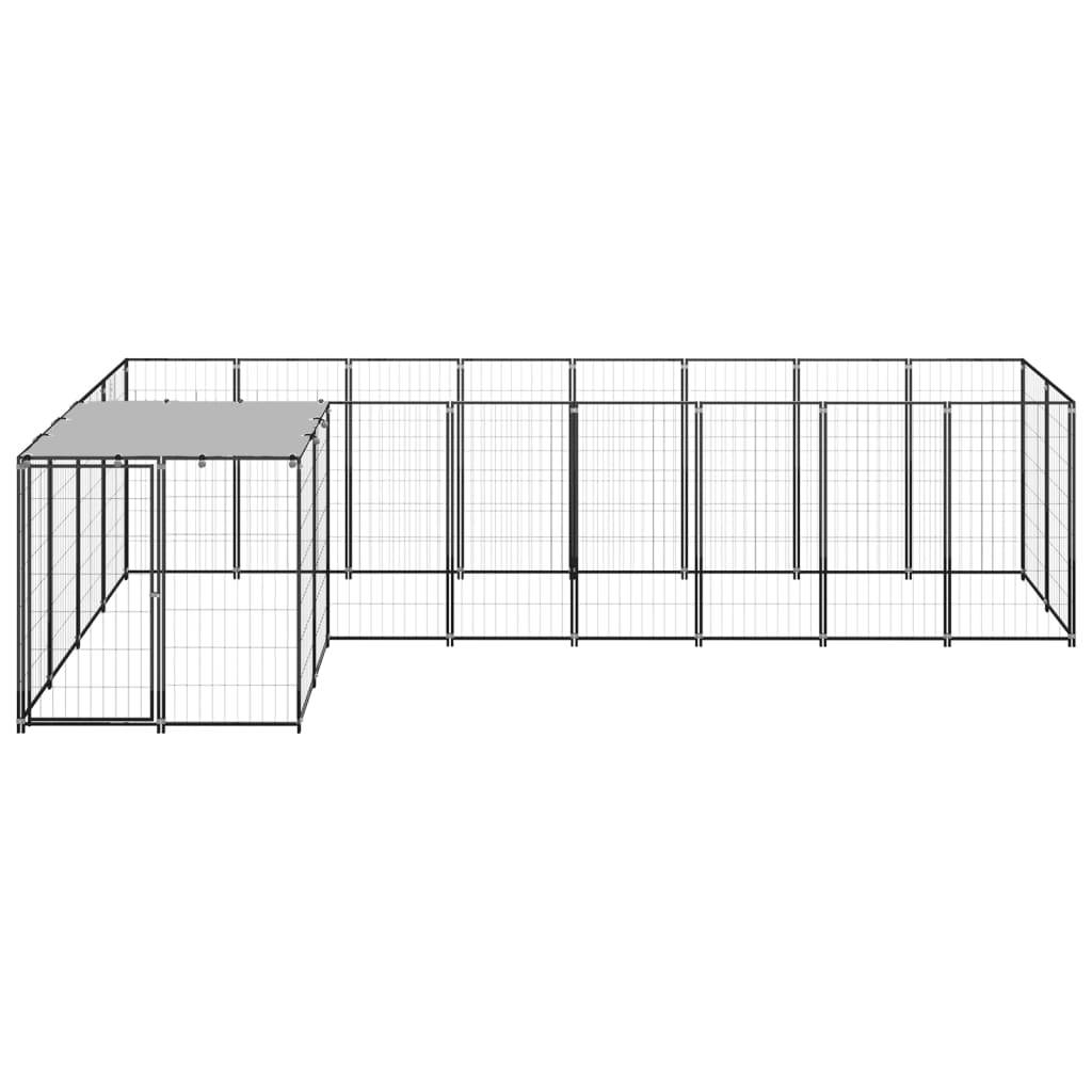 Vidaxl - Chenil Noir 6,05 m² Acier vidaXL 3082225 - Imagen 7