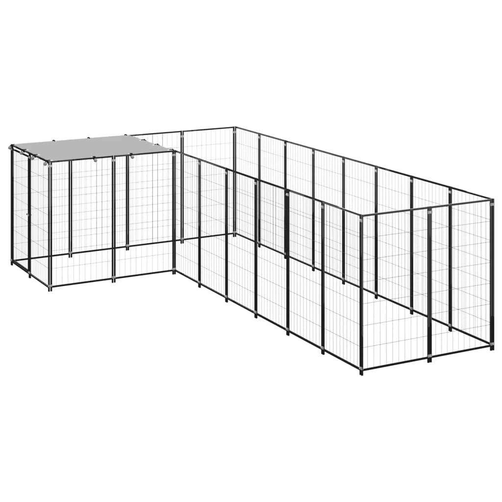 Vidaxl - Chenil Noir 6,05 m² Acier vidaXL 3082225 - Imagen 2