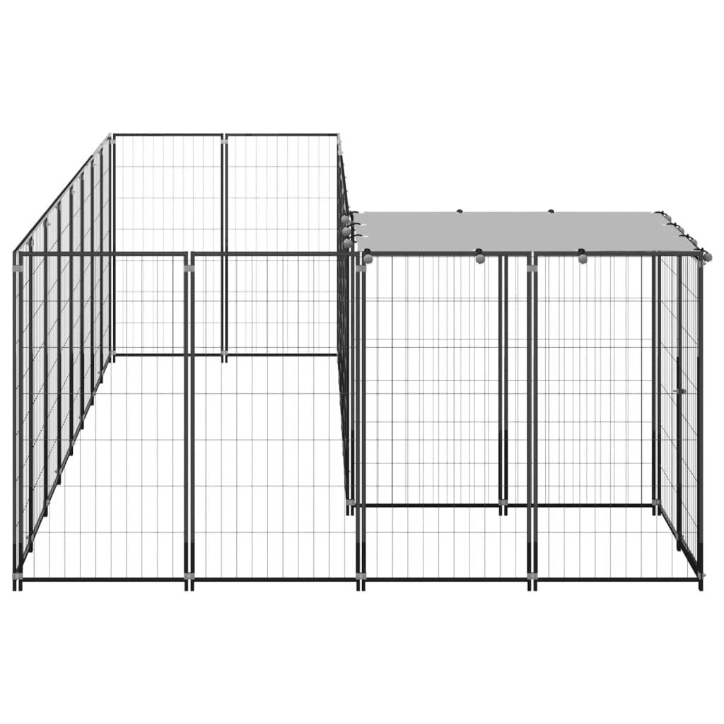 Vidaxl - Chenil Noir 6,05 m² Acier vidaXL 3082225 - Imagen 5