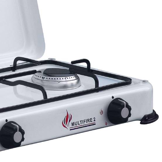 Plaque de cuisson gaz portable 2 feux 3200W Réchaud à gaz butane ou propane Blanc laqué Couvercle - Imagen 2