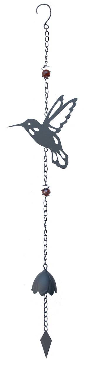 Louis Moulin - Carillon en forme de colibri avec perles - anthracite - Louis Moulin