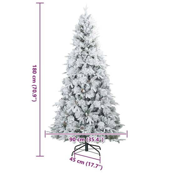ComfortXL - Sapin de Noël artificiel enneigé avec décorations pour salon Blanc 180 cm – ComfortXL Outdoor Living - Image 9