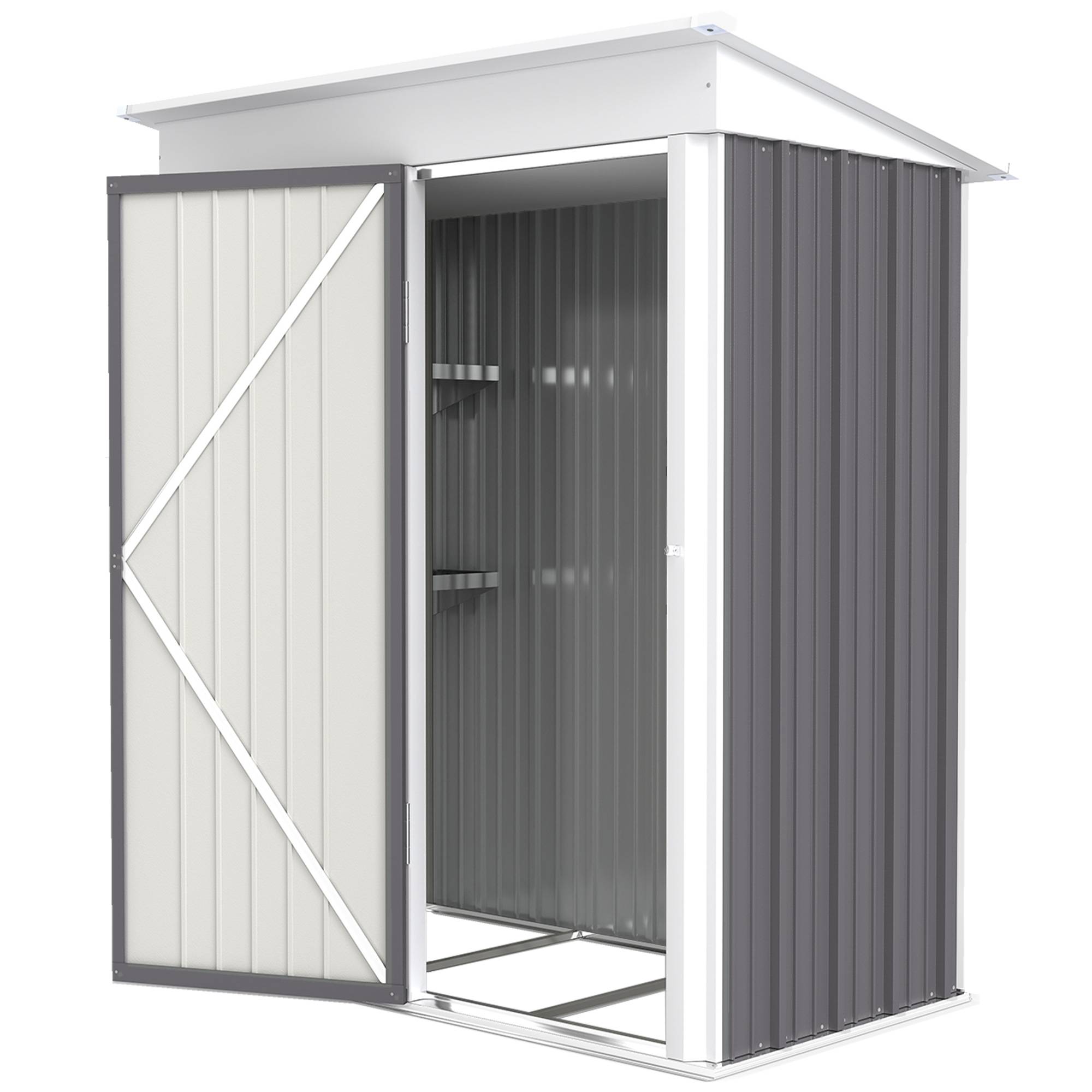 Armoire de jardin acier extérieur gain de place porte verrouillable gris - ComfortXL Outdoor Living - Image 2