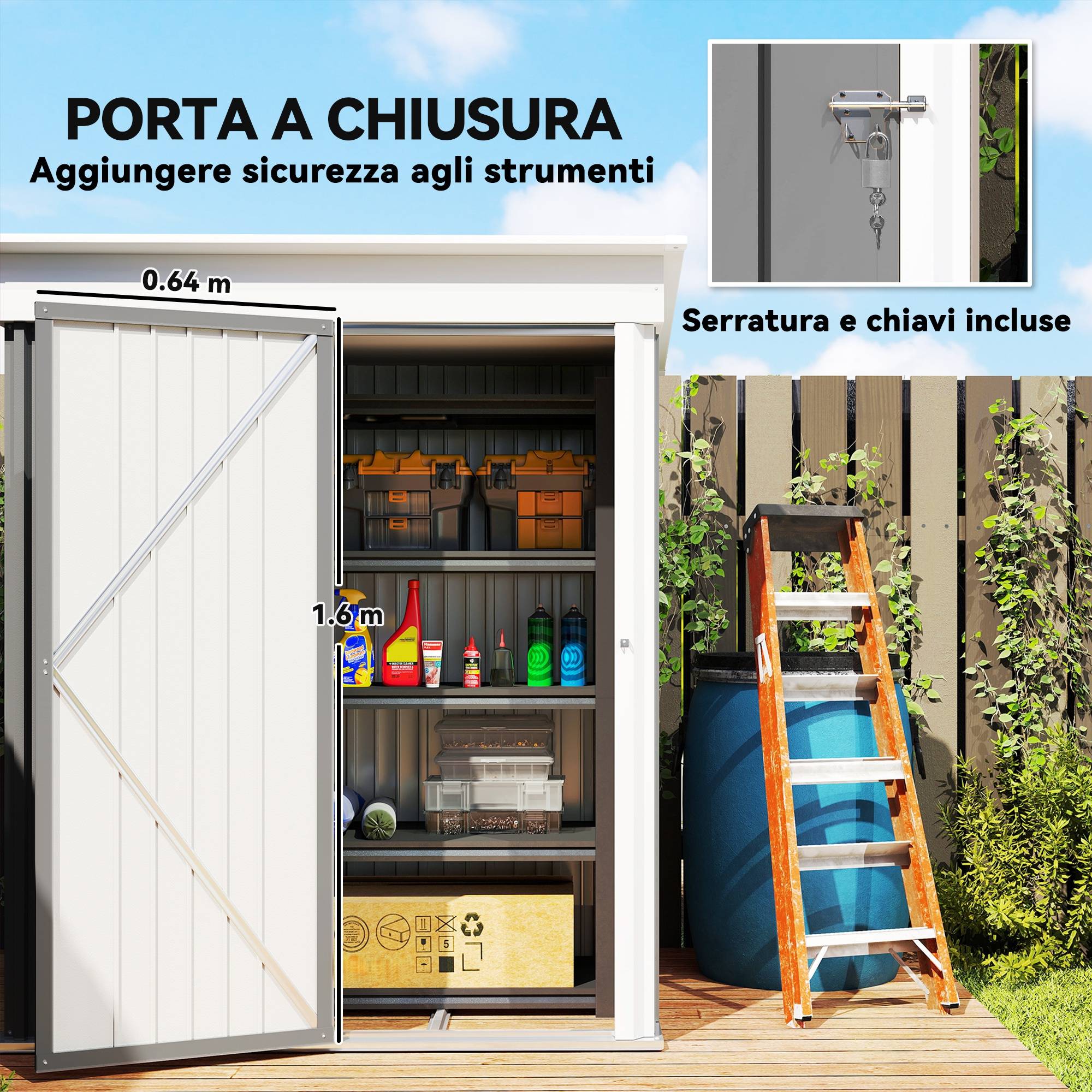 Armoire de jardin acier extérieur gain de place porte verrouillable gris - ComfortXL Outdoor Living - Image 9