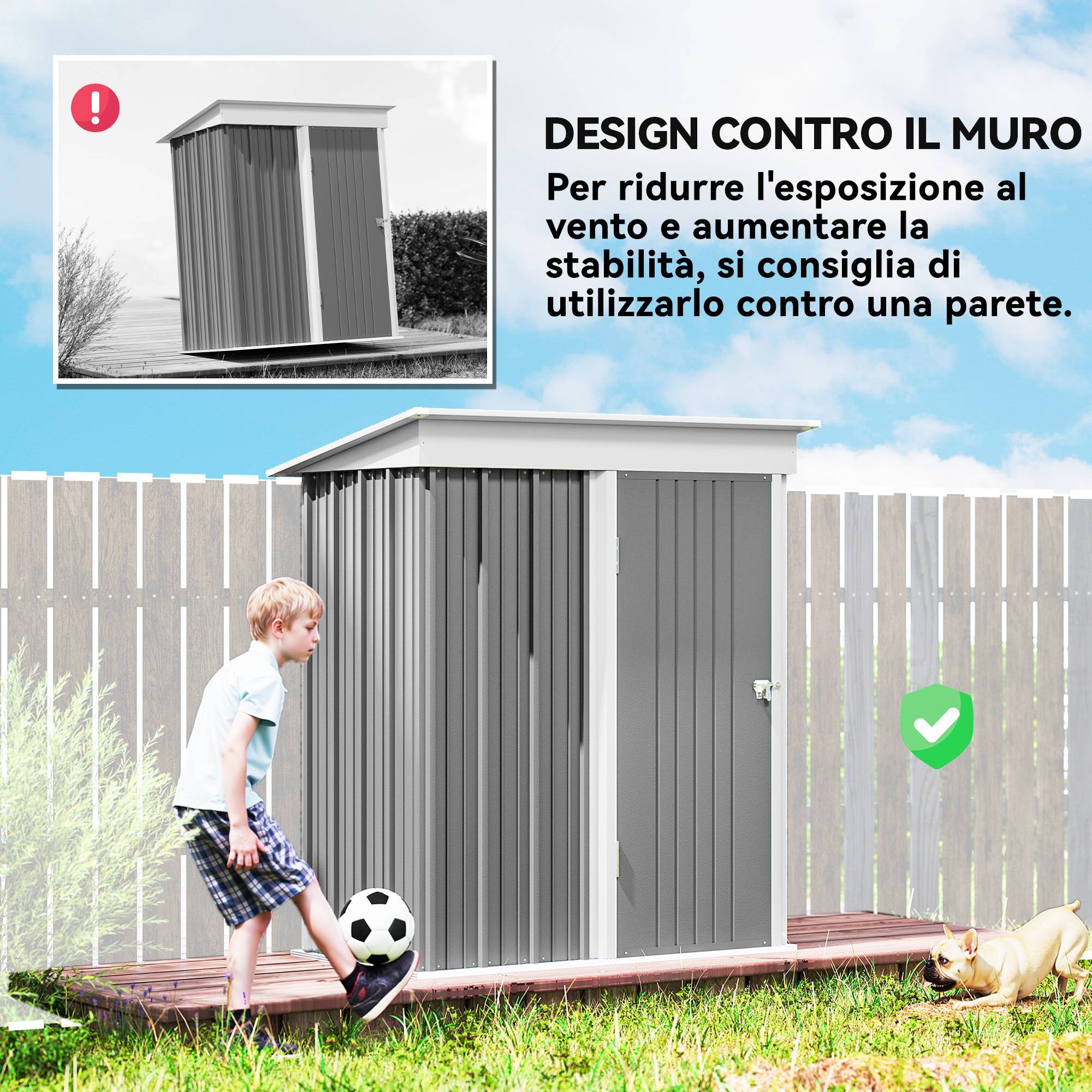 Armoire de jardin acier extérieur gain de place porte verrouillable gris - ComfortXL Outdoor Living - Image 8
