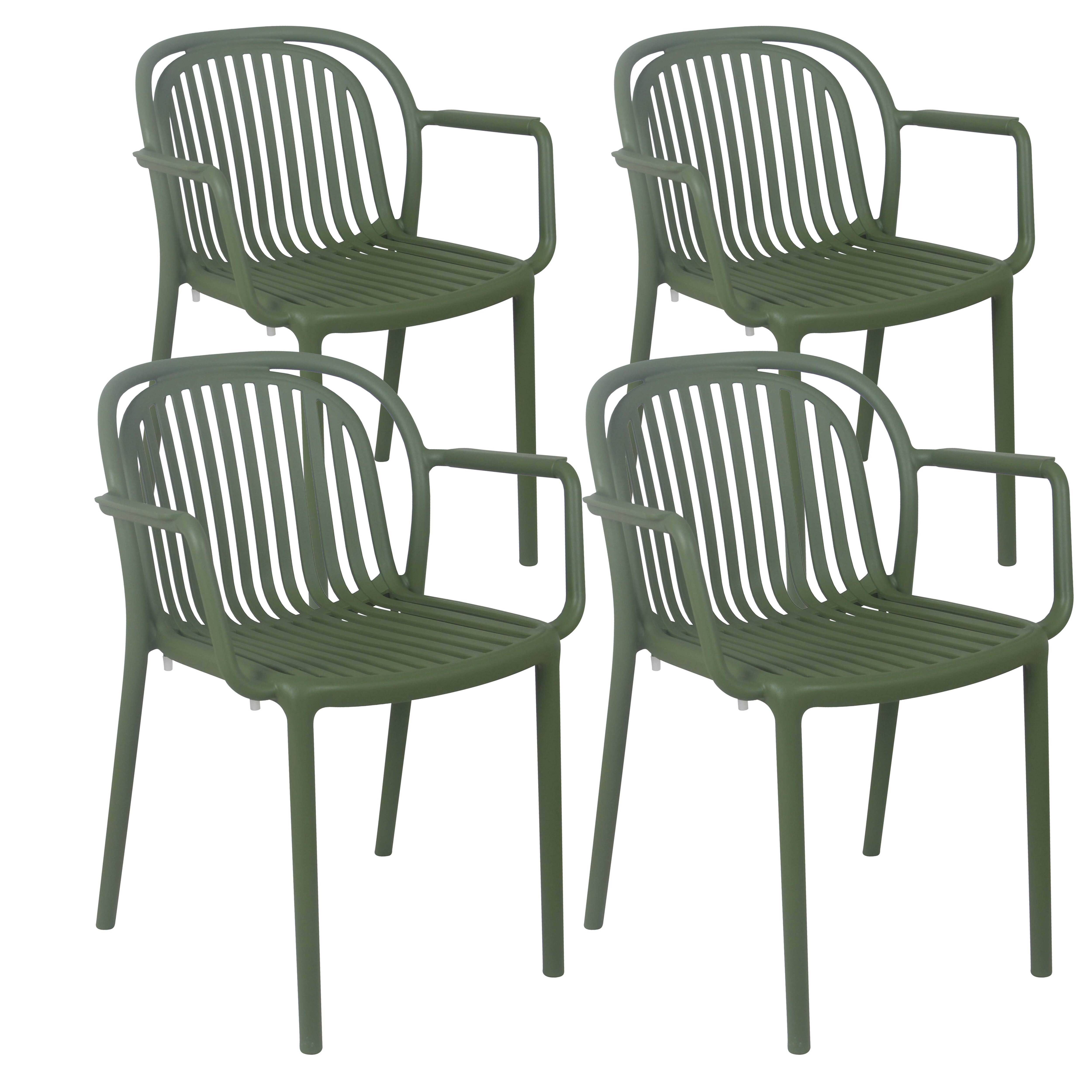 Oviala - Lot de 4 fauteuils en plastique vert olive Copenhague - Oviala - Image 1