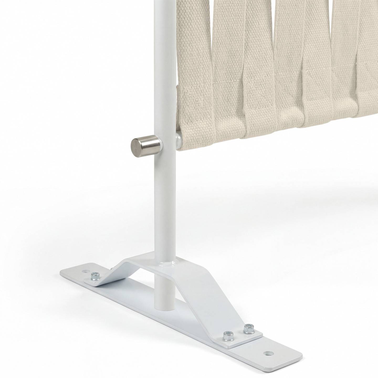 Paravent extérieur claustra décoratif 80 x 150 cm sangles beige et métal blanc - Image 6