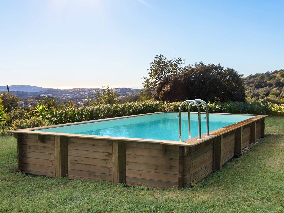 Habitat Et Jardin - Piscine Bois En Kit Rectangle " Murano " - 12.20 X 6.20 X 1.44 M -habitat Et Jardin