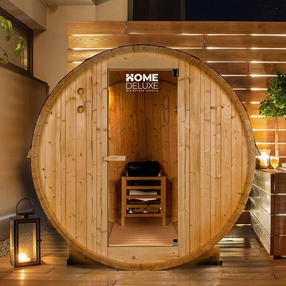 Home Deluxe - Sauna tonneau extérieur HOME DELUXE LAHTI L - 195 x 180 cm pour 4 personnes - Image 2