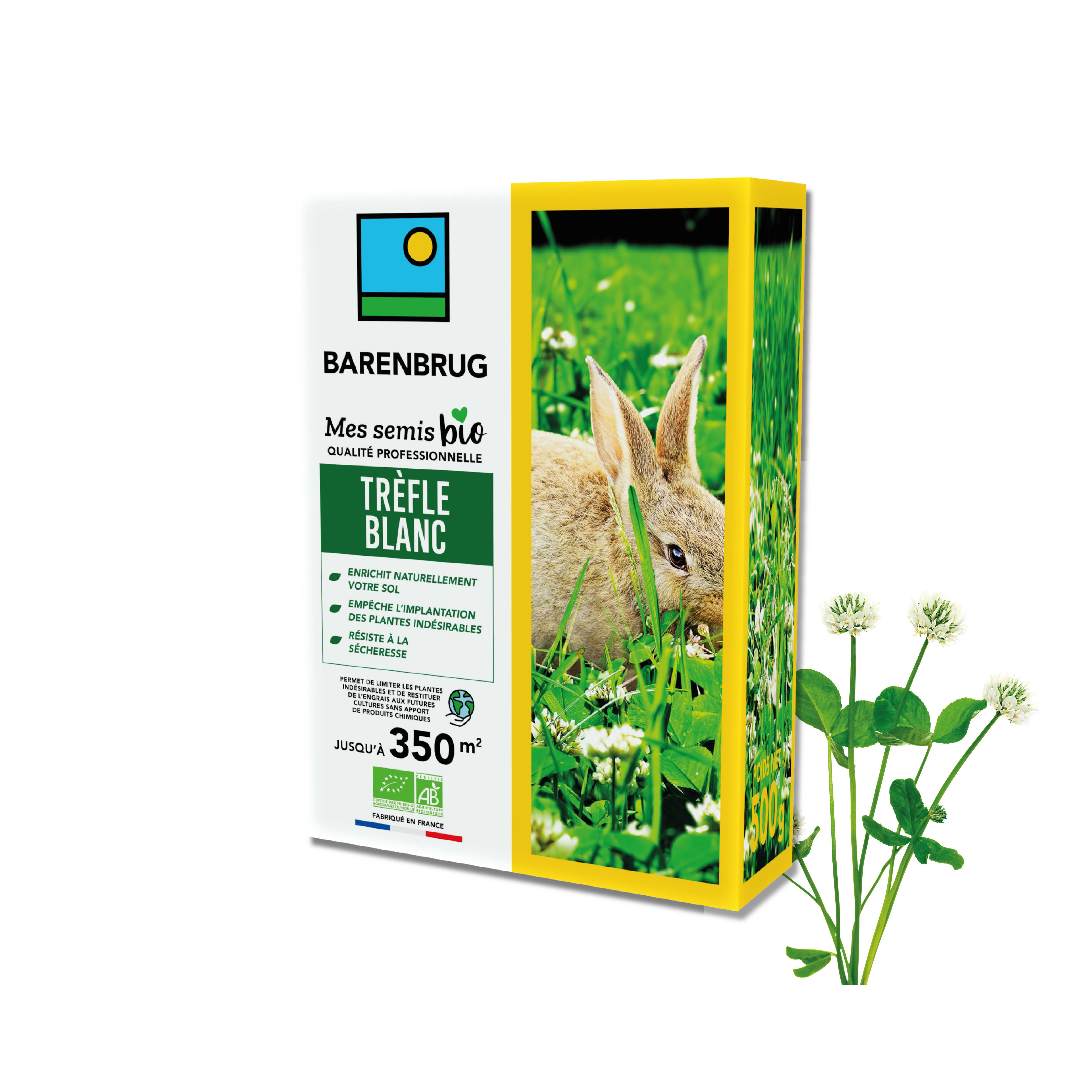 Barenbrug - Trèfle blanc - Enrichit Naturellement Sol - Empêche Installation Plantes Indésirables - Résiste Sécheresse - 500G - BARENBRUG - Image 1