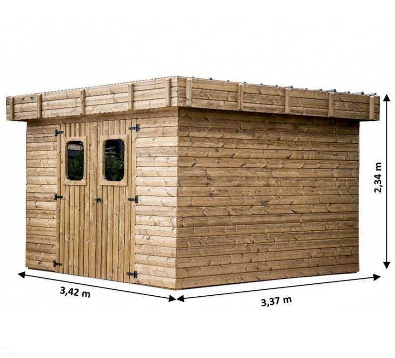 Habrita - Abri THIZY madriers sans plancher, toit plat bac acier 11,53 m² Habrita - Imagen 3