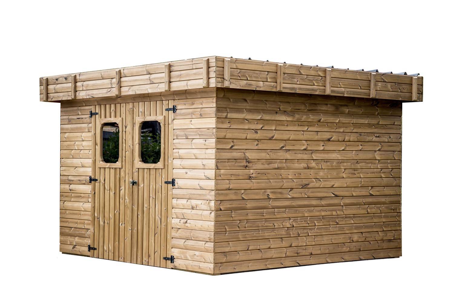 Habrita - Abri THIZY madriers sans plancher, toit plat bac acier 11,53 m² Habrita - Imagen 1