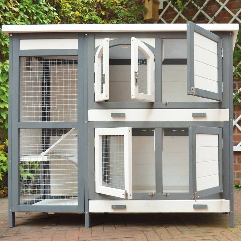BB Loisir - Cage Clapier Extérieur pour lapins 122x42,5x104 cm Modèle- Miette 081 Gris-blanc - Image 4