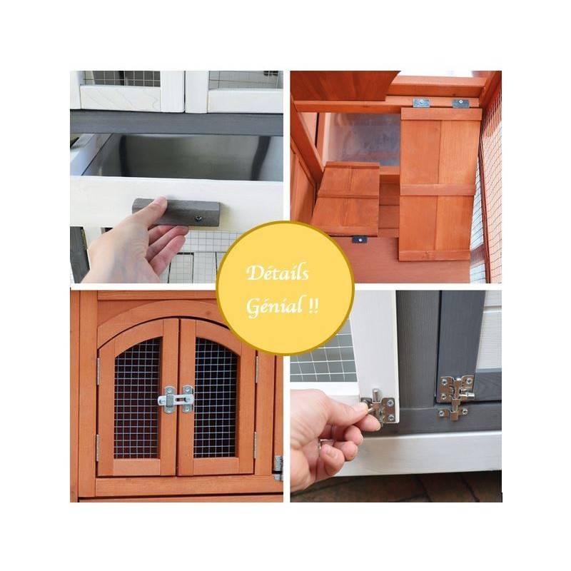 BB Loisir - Cage Clapier Extérieur pour lapins 122x42,5x104 cm Modèle- Miette 081 Gris-blanc - Image 3