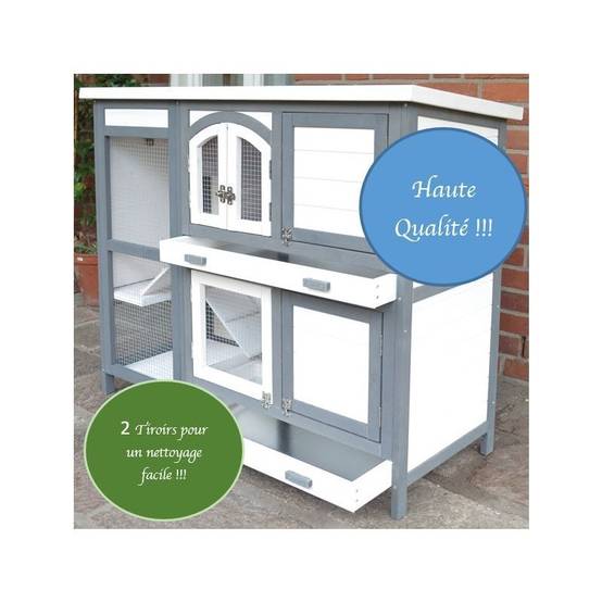 BB Loisir - Cage Clapier Extérieur pour lapins 122x42,5x104 cm Modèle- Miette 081 Gris-blanc - Image 1
