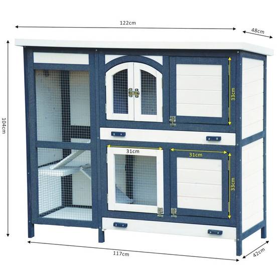 BB Loisir - Cage Clapier Extérieur pour lapins 122x42,5x104 cm Modèle- Miette 081 Gris-blanc - Image 2