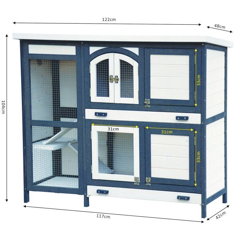 BB Loisir - Cage Clapier Extérieur  pour lapins 122x42,5x104 cm Modèle- Miette 081 Gris-blanc - Image 2