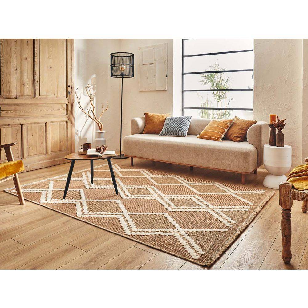 Jardindeco - Tapis intérieur extérieur aspect jute terracotta Tijuana 9048 170 x 120 cm - Imagen 2