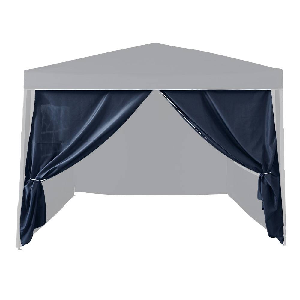 Mur porte bleu 2,9x1,95 m pour tonnelle pliante 3x3 m – Toile polyester avec ouverture zippée - TERRE JARDIN