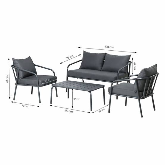 Salon de jardin 4 places gris foncé BERGAME - Image 3