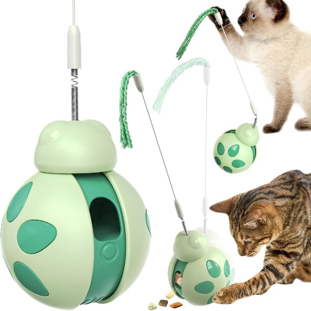 Jouet Chat Interactif - Distributeur Friandises + Baguette à Ressort - Alimentation Lente - Vert DtopbuyAge - Image 2