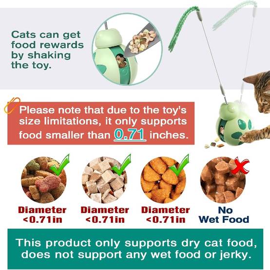 Jouet Chat Interactif - Distributeur Friandises + Baguette à Ressort - Alimentation Lente - Vert DtopbuyAge - Image 4