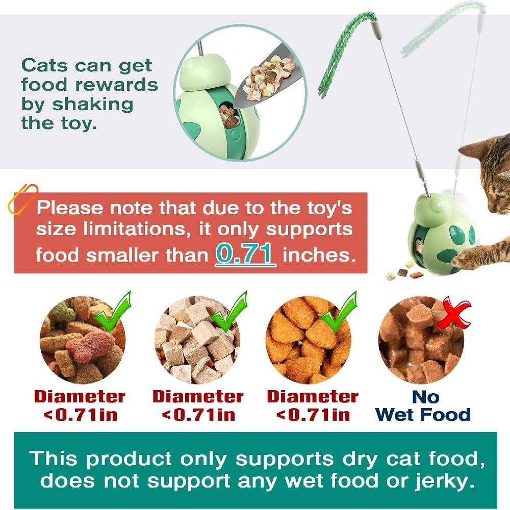 Jouet Chat Interactif - Distributeur Friandises + Baguette à Ressort - Alimentation Lente - Vert DtopbuyAge - Image 4