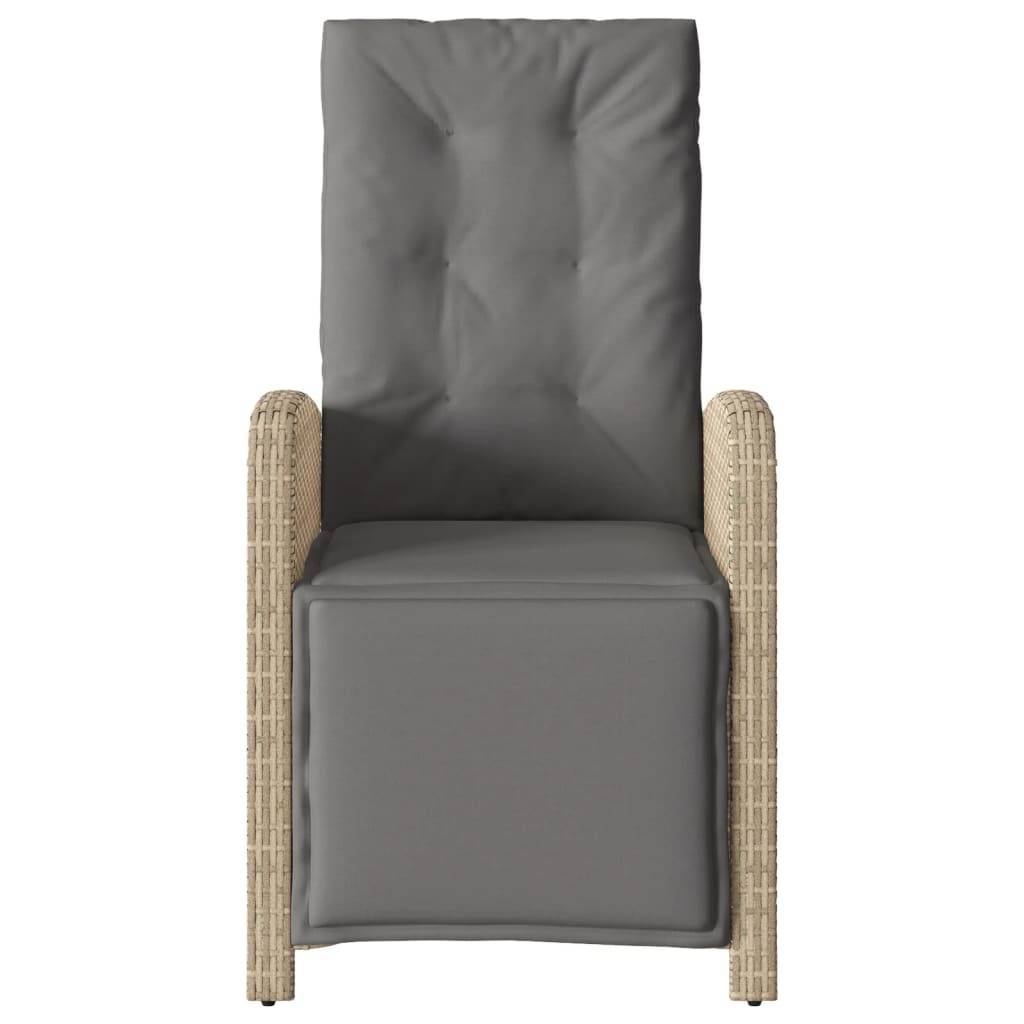 Chaise de jardin inclinable - Chaise d'extérieur - Fauteuil d'extérieur et repose-pied mélange beige rotin - MEUBLE PRO - Image 4