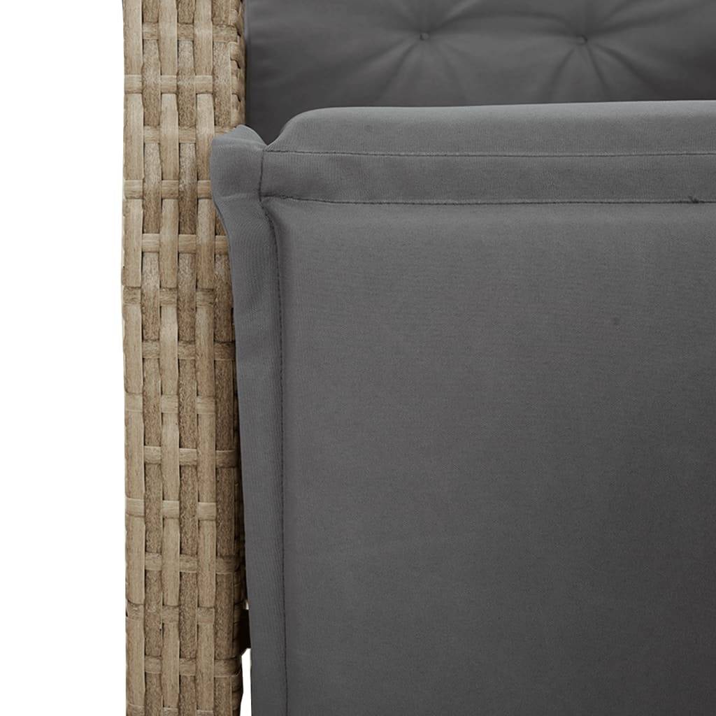 Chaise de jardin inclinable - Chaise d'extérieur - Fauteuil d'extérieur et repose-pied mélange beige rotin - MEUBLE PRO - Image 9