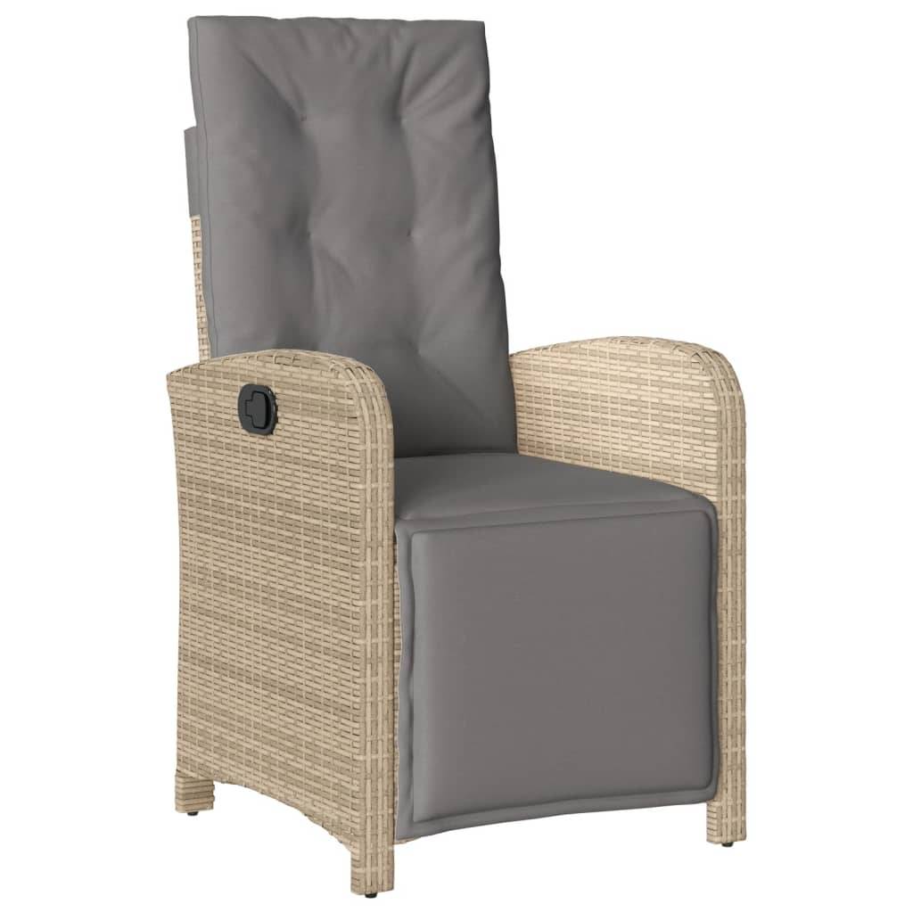 Chaise de jardin inclinable - Chaise d'extérieur - Fauteuil d'extérieur et repose-pied mélange beige rotin - MEUBLE PRO - Image 1