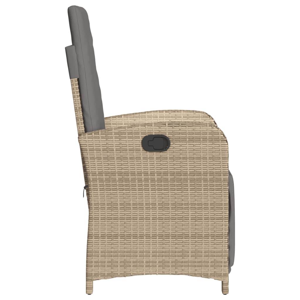 Chaise de jardin inclinable - Chaise d'extérieur - Fauteuil d'extérieur et repose-pied mélange beige rotin - MEUBLE PRO - Image 5