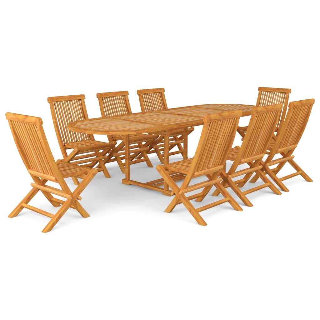Salon de jardin meuble d'extérieur ensemble de mobilier 9 pièces bois de teck massif - Image 1