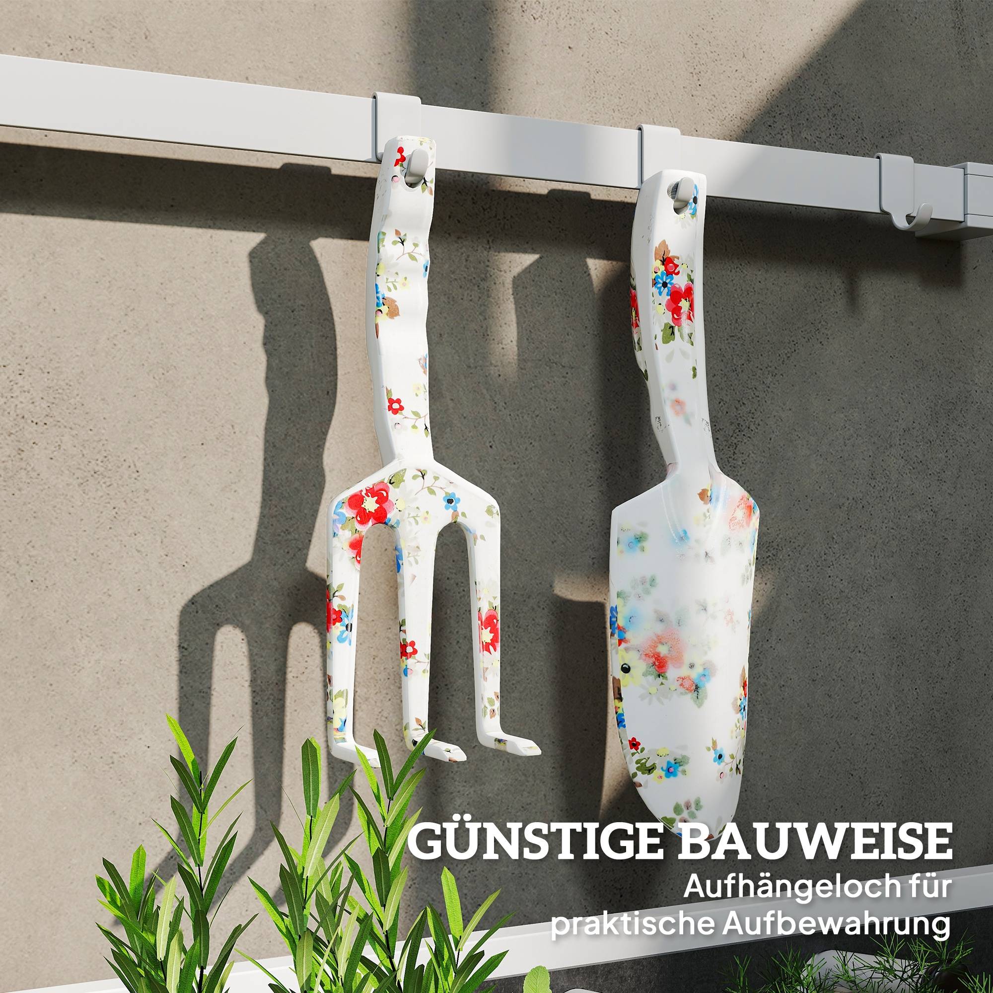 ComfortXL - Kit outils de jardinage aluminium 3 pièces multicolore pelle râteau sécateur plantation taille et entretien - Image 7