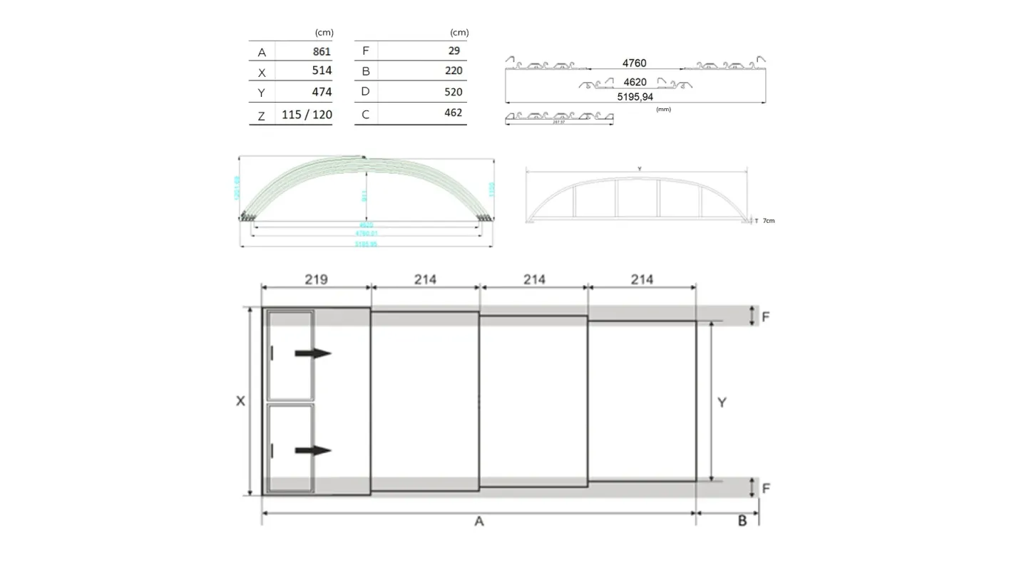 Altanka - Abri de piscine Horizon - 8,61x4,62 m - polycarbonate alvéolaire 8 mm - Couleur Ral7016 Graphite - ECO205 - Imagen 2