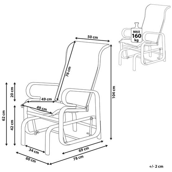 Beliani - Fauteuil Aluminium Marron/gris BORGIO - 60x78x104- Beliani - Image 2