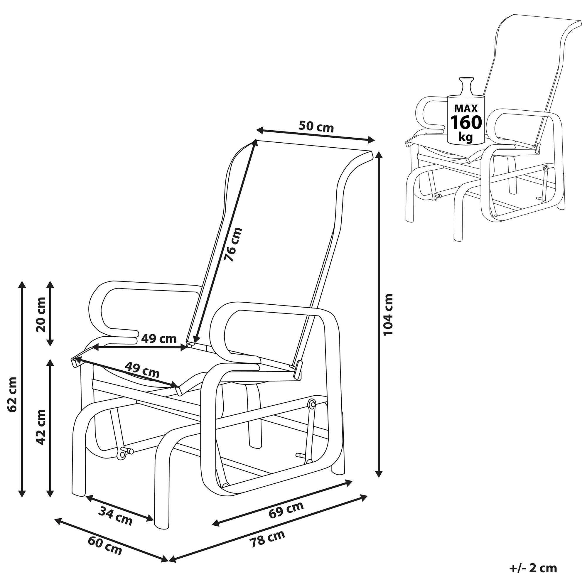 Beliani - Fauteuil Aluminium Marron/gris BORGIO - Beliani - Imagen 3