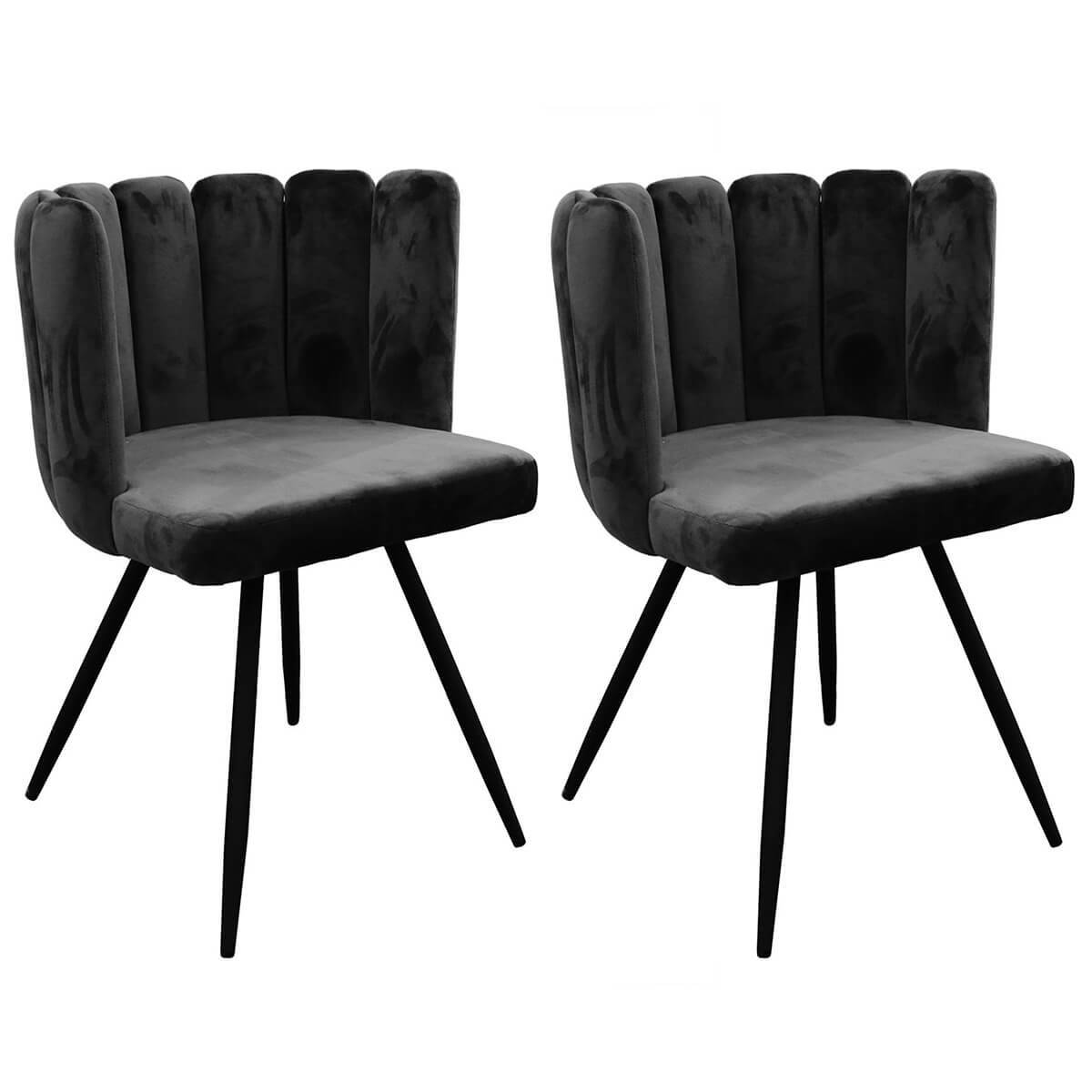 ALTOBUY - Lot de 2 Chaises Velours Noir - CHARLOTTE - Image 1