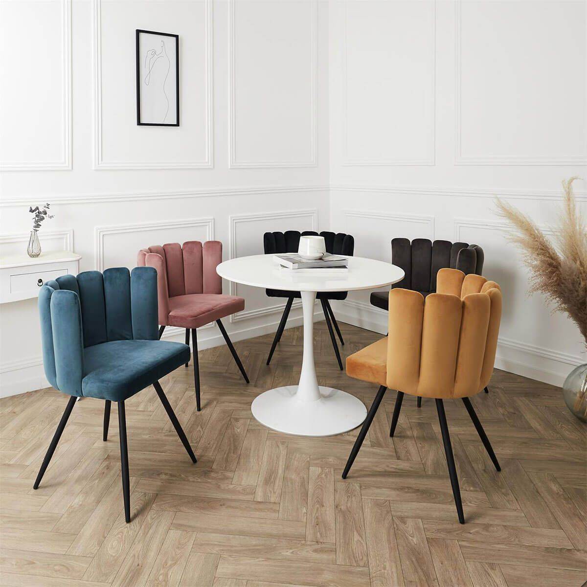ALTOBUY - Lot de 2 Chaises Velours Noir - CHARLOTTE - Image 4