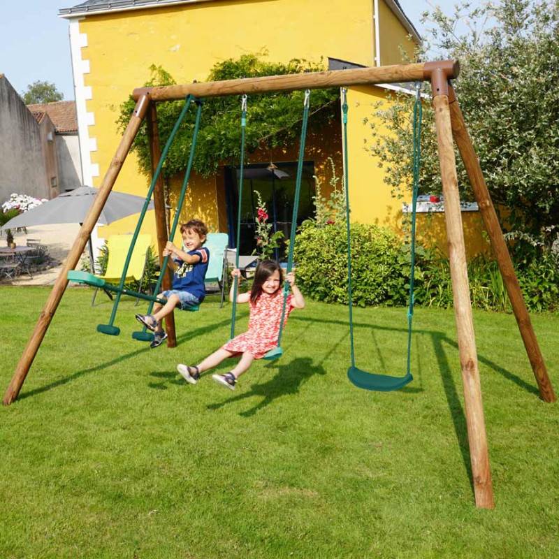 Soulet - Portique en bois rond 3 agrès avec face à face POLO - Imagen 3