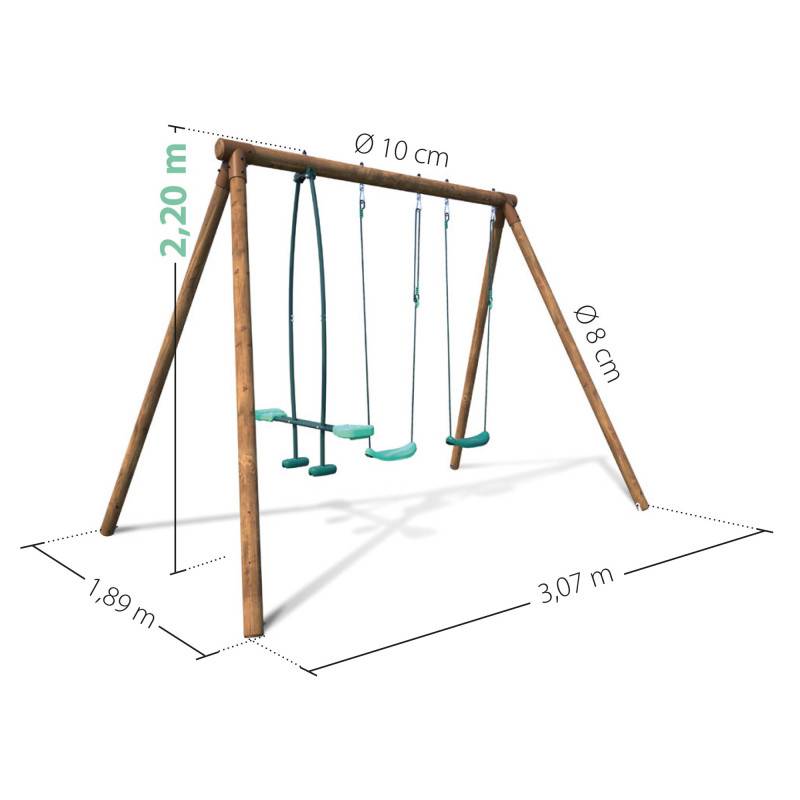 Soulet - Portique en bois rond 3 agrès avec face à face POLO - Imagen 4