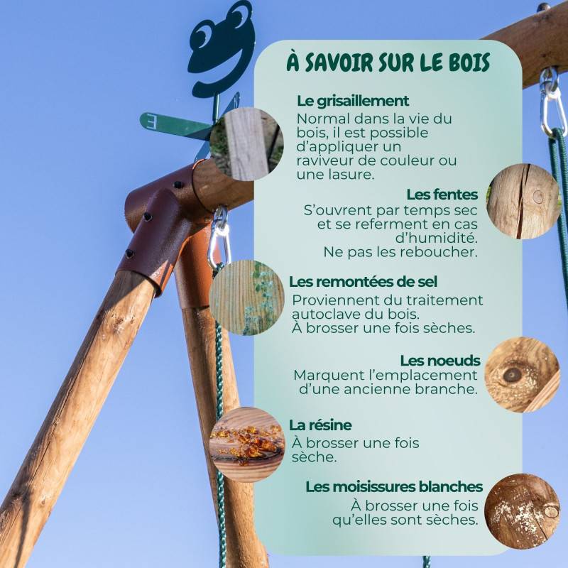 Soulet - Portique en bois rond 3 agrès avec face à face POLO - Imagen 10