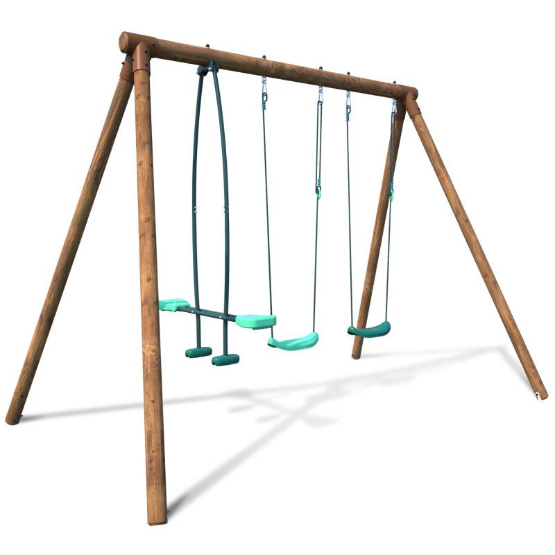 Soulet - Portique en bois rond 3 agrès avec face à face POLO - Imagen 1