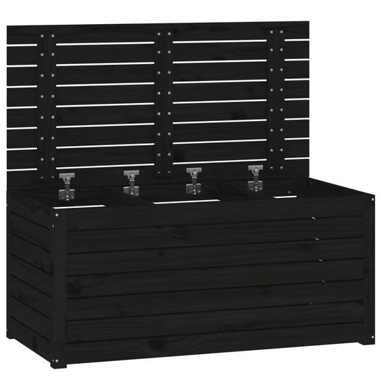 Malle de Rangement et Banc en Bois de Pin Massif pour Jardin Balcon Noir 101 cm – ComfortXL Outdoor Living - Image 6