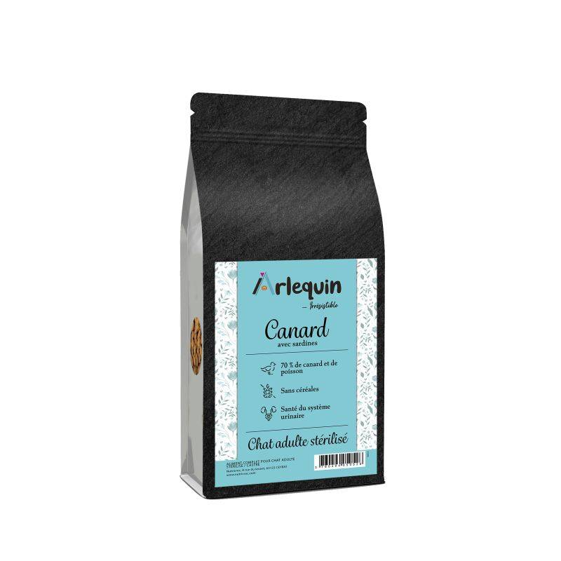 CROQUETTE CHAT STERILISE SUPERFOOD ARLEQUIN IRRESISTIBLE CANARD SARDINES 1.5 kg