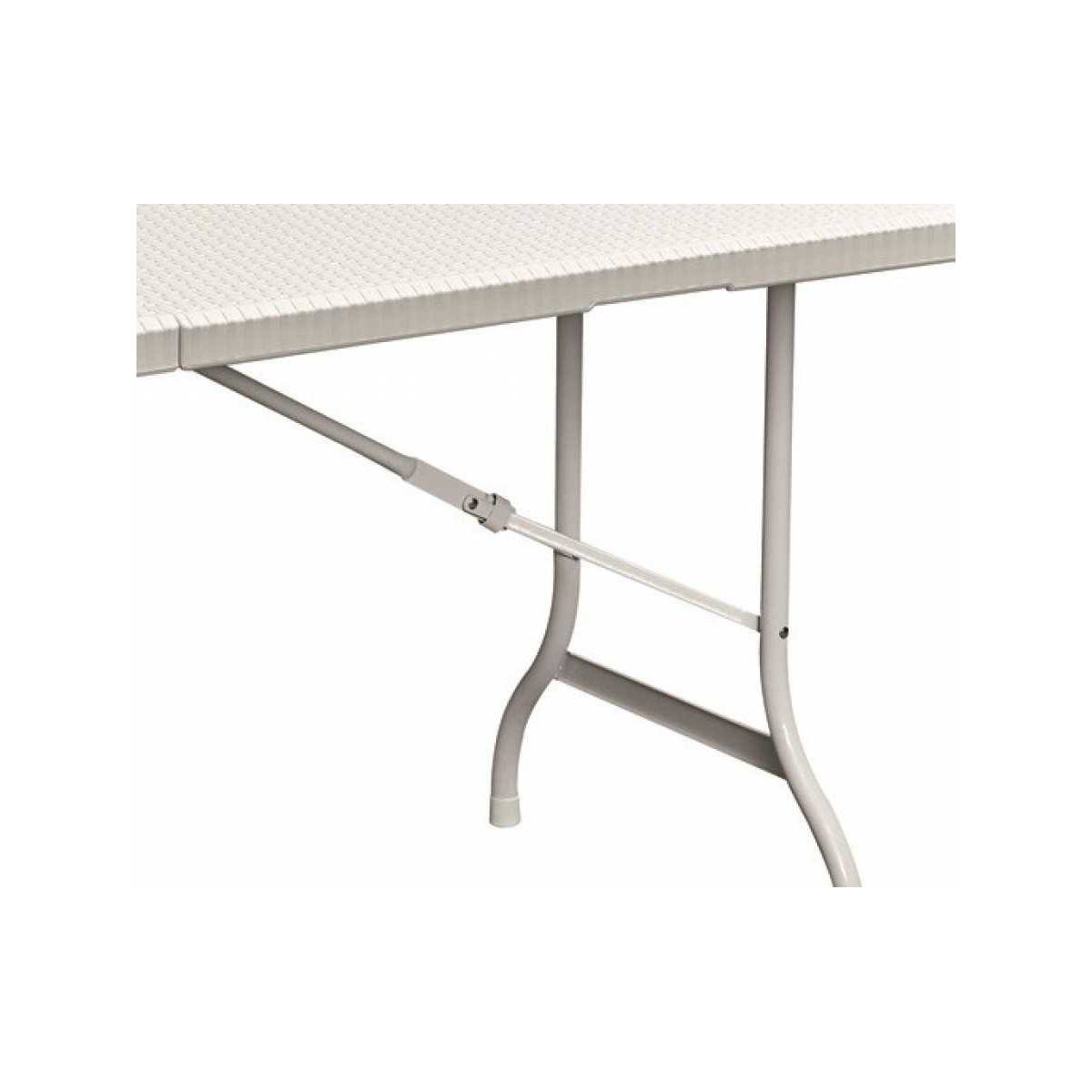 Table rectangulaire blanche 180x75xH72cm pliante Résine effet rotin Camping Réceptions festivals évènements KZ GARDEN - Imagen 4