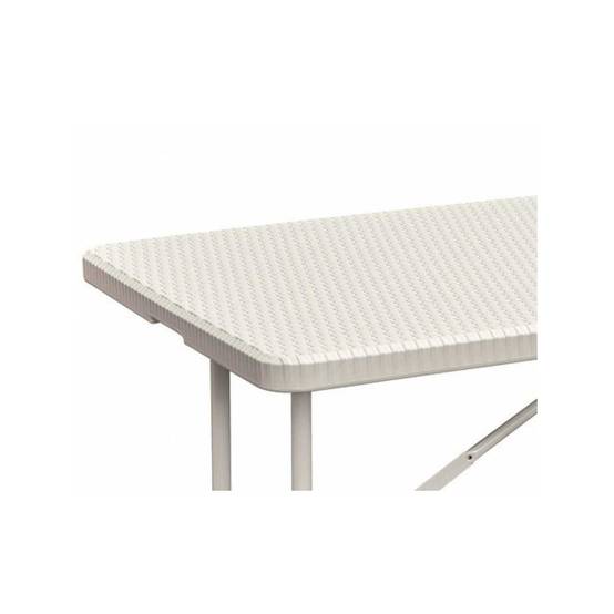 Table rectangulaire blanche 180x75xH72cm pliante Résine effet rotin Camping Réceptions festivals évènements KZ GARDEN - Image 3