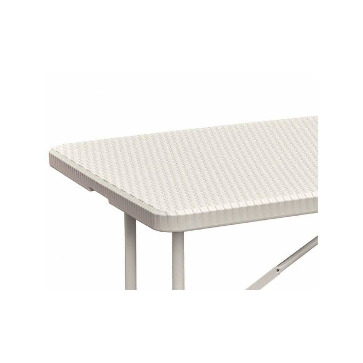 Table rectangulaire blanche 180x75xH72cm pliante Résine effet rotin Camping Réceptions festivals évènements KZ GARDEN - Imagen 3